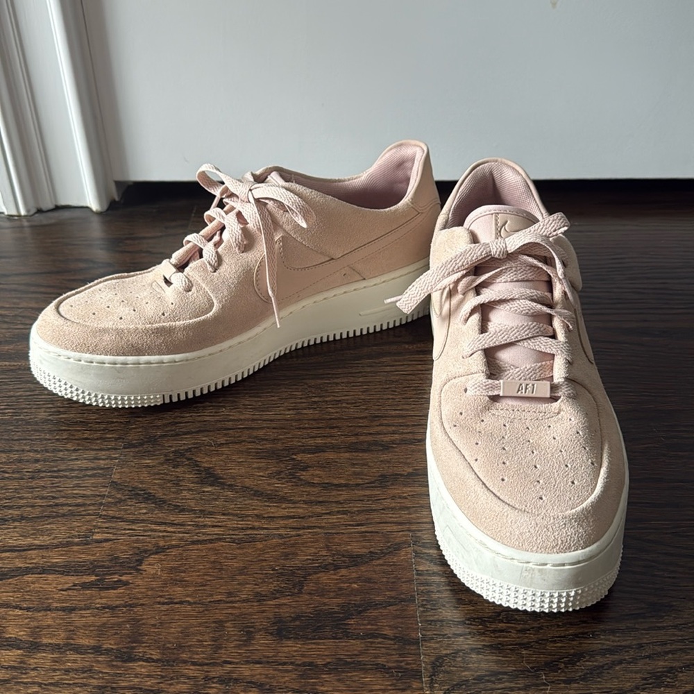Nike Pink & White Suede Platform Air Force Ones Sneakers - Size 12